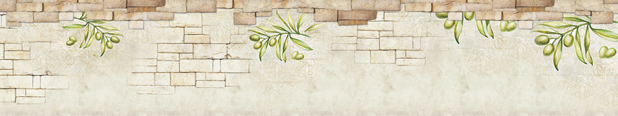 Ветки оливок на фоне кирпичной стены