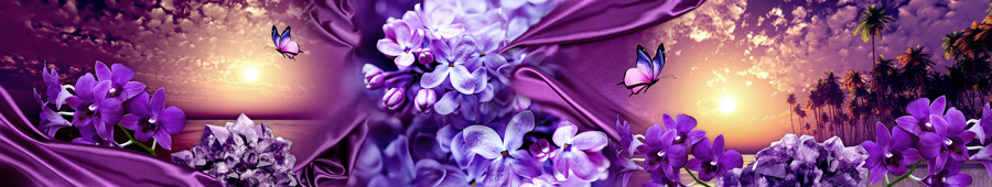 Скинали для кухни: Коллаж в пурпурно-фиолетовом цвете