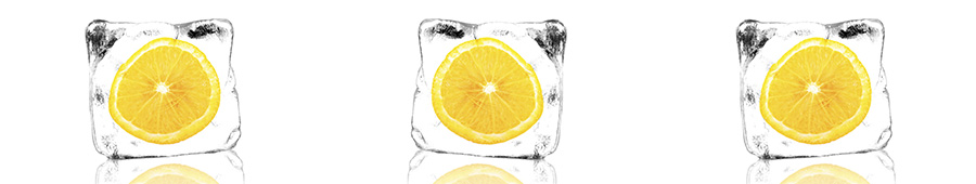 Скинали для кухни: Дольки лимона в кубиках льда
