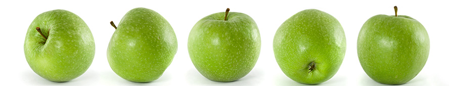 Скинали для кухни: Зеленые яблоки на белом фоне