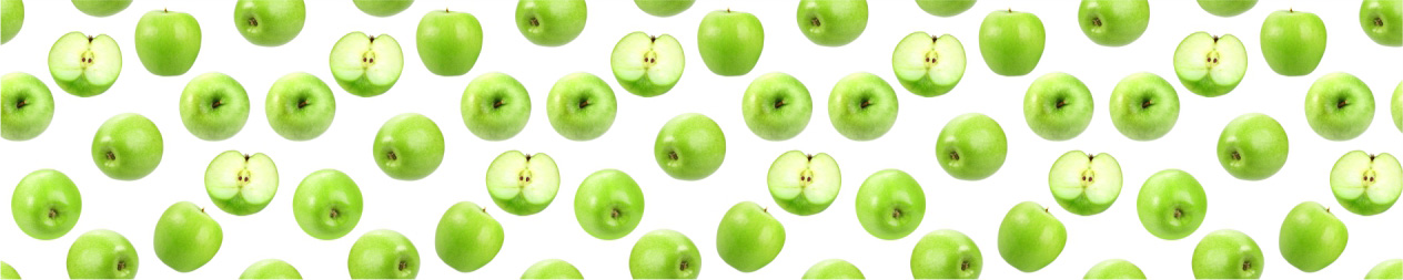 Скинали для кухни: Зеленые яблоки на белом фоне
