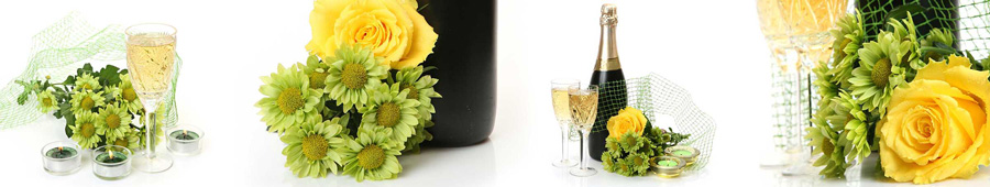 Розы, шампанское и хризантемы