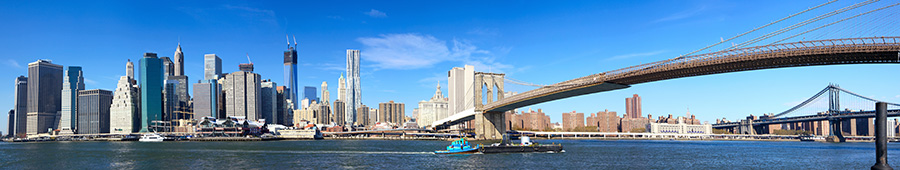 Скинали для кухни: Вид на Манхэттен и Бруклинский мост днем
