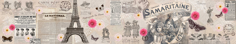 Ретро коллаж - вырезки и страницы французских газет, каталогов, почты