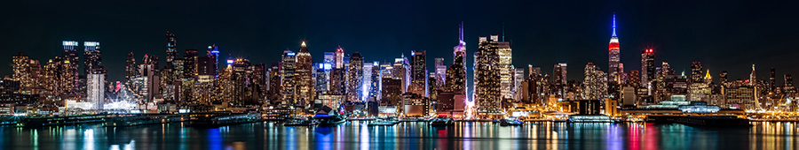Панорама Нью-Йорка глубокой ночью