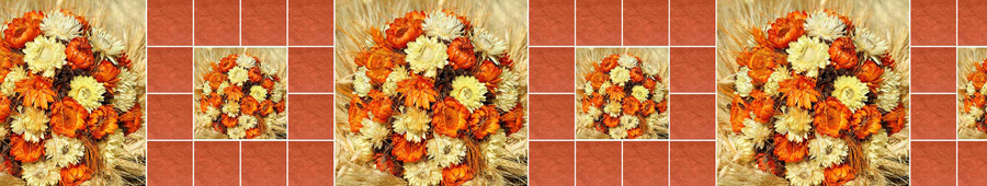 Скинали для кухни: Коллаж из цветов и листьев на тему осени