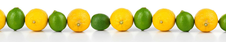 Желтый лимон и зеленый лайм