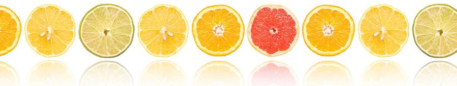 Скинали для кухни: Лимон и другие цитрусовые на белом фоне