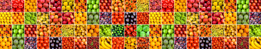 Скинали для кухни: Коллаж из фруктов и овощей