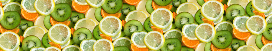 Скинали для кухни: Дольки киви, лимона и апельсина